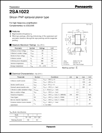 2SA1022 datasheet: Small signal silicon PNP transistor 2SA1022