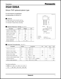 2SA1309A datasheet: Small signal silicon PNP transistor 2SA1309A