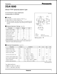 2SA1890 datasheet: Small signal silicon PNP transistor 2SA1890