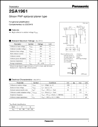 2SA1961 datasheet: Small signal silicon PNP transistor 2SA1961