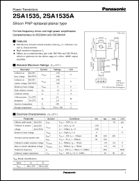 2SA1535A datasheet: Silicon PNP epitaxial planar type power transistor 2SA1535A