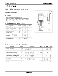 2SA2004 datasheet: Silicon PNP epitaxial planar type power transistor 2SA2004