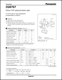 2SB0767 datasheet: Silicon PNP epitaxial planar type small signal transistor 2SB0767