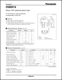 2SB0819 datasheet: Silicon PNP epitaxial planar type small signal transistor 2SB0819