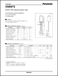 2SB0873 datasheet: Silicon PNP epitaxial planar type small signal transistor 2SB0873