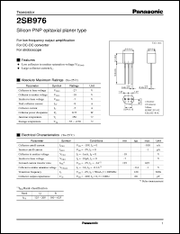 2SB0976 datasheet: Silicon PNP epitaxial planar type small signal transistor 2SB0976