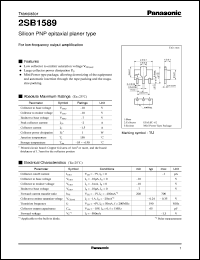 2SB1589 datasheet: Silicon PNP epitaxial planar type small signal transistor 2SB1589