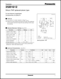 2SB1612 datasheet: Silicon PNP epitaxial planar type small signal transistor 2SB1612