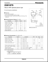 2SB1679 datasheet: Silicon PNP epitaxial planar type small signal transistor 2SB1679