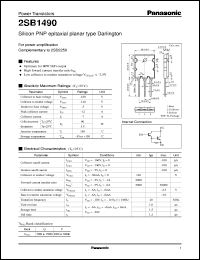 2SB1490 datasheet: Silicon PNP epitaxial planar type Darlington power transistor 2SB1490