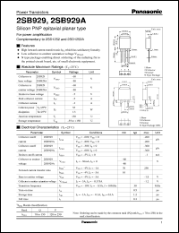 2SB0929A datasheet: Silicon PNP epitaxial planar type power transistor 2SB0929A