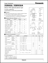2SB0930A datasheet: Silicon PNP epitaxial planar type power transistor 2SB0930A