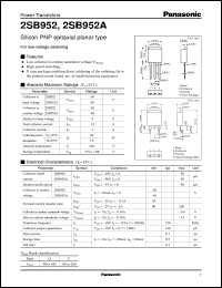 2SB0952 datasheet: Silicon PNP epitaxial planar type power transistor 2SB0952