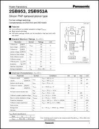 2SB0953 datasheet: Silicon PNP epitaxial planar type power transistor 2SB0953