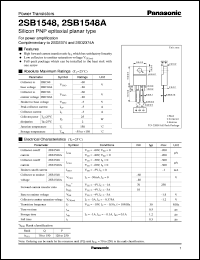 2SB1548A datasheet: Silicon PNP epitaxial planar type power transistor 2SB1548A