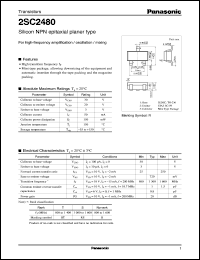 2SC2480 datasheet: Silicon NPN epitaxial planer type small signal transistor 2SC2480