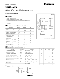 2SC3506 datasheet: Silicon NPN triple diffusion planar type power transistor 2SC3506