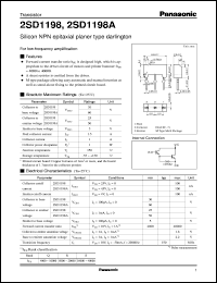 2SD1198 datasheet: Silicon NPN epitaxial planer type darlington small signal transistor 2SD1198