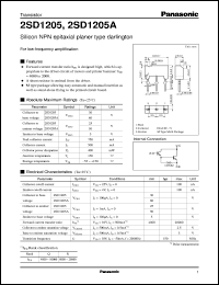 2SD1205 datasheet: Silicon NPN epitaxial planer type darlington small signal transistor 2SD1205