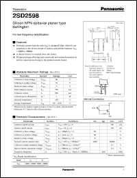 2SD2598 datasheet: Silicon NPN epitaxial planer type darlington small signal transistor 2SD2598