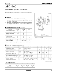 2SD1280 datasheet: Silicon NPN epitaxial planer type small signal transistor 2SD1280
