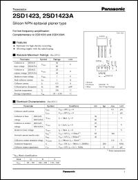 2SD1423 datasheet: Silicon NPN epitaxial planer type small signal transistor 2SD1423