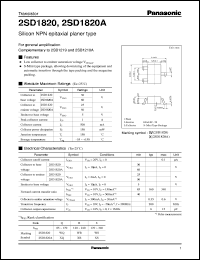 2SD1820 datasheet: Silicon NPN epitaxial planer type small signal transistor 2SD1820