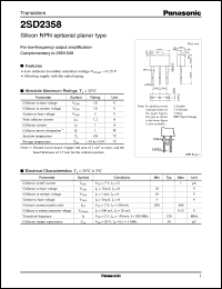 2SD2358 datasheet: Silicon NPN epitaxial planer type small signal transistor 2SD2358