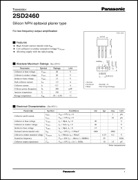 2SD2460 datasheet: Silicon NPN epitaxial planer type small signal transistor 2SD2460