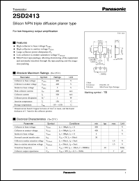 2SD2413 datasheet: Silicon NPN triple diffusion planer type small signal transistor 2SD2413