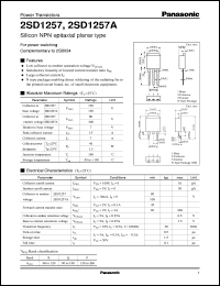 2SD1257A datasheet: Silicon NPN epitaxial planar type power transistor 2SD1257A