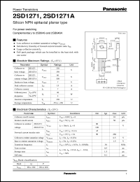 2SD1271 datasheet: Silicon NPN epitaxial planar type power transistor 2SD1271
