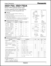 2SD1752A datasheet: Silicon NPN epitaxial planar type power transistor 2SD1752A