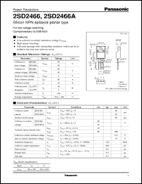 2SD2466 datasheet: Silicon NPN epitaxial planar type power transistor 2SD2466