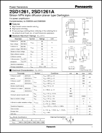 2SD1261 datasheet: Silicon NPN triple diffusion planar type Darlington power transistor 2SD1261