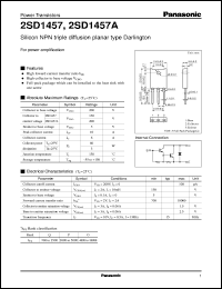 2SD1457A datasheet: Silicon NPN triple diffusion planar type Darlington power transistor 2SD1457A