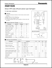 2SD1535 datasheet: Silicon NPN triple diffusion planar type Darlington power transistor 2SD1535