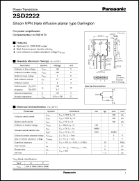 2SD2222 datasheet: Silicon NPN triple diffusion planar type Darlington power transistor 2SD2222