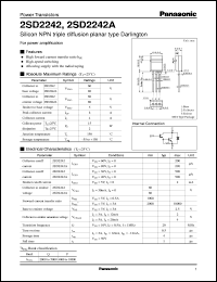 2SD2242A datasheet: Silicon NPN triple diffusion planar type Darlington power transistor 2SD2242A