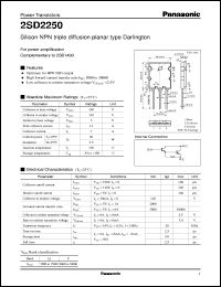 2SD2250 datasheet: Silicon NPN triple diffusion planar type Darlington power transistor 2SD2250
