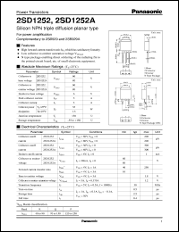 2SD1252 datasheet: Silicon NPN triple diffusion planar type power transistor 2SD1252