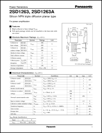 2SD1263A datasheet: Silicon NPN triple diffusion planar type power transistor 2SD1263A
