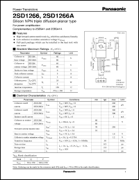 2SD1266 datasheet: Silicon NPN triple diffusion planar type power transistor 2SD1266