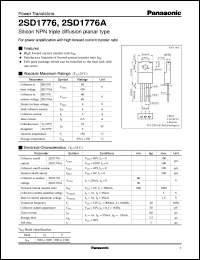 2SD1776A datasheet: Silicon NPN triple diffusion planar type power transistor 2SD1776A