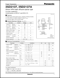 2SD2137A datasheet: Silicon NPN triple diffusion planar type power transistor 2SD2137A