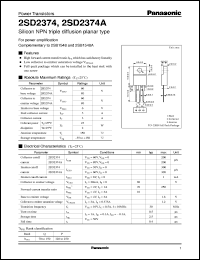 2SD2374A datasheet: Silicon NPN triple diffusion planar type power transistor 2SD2374A