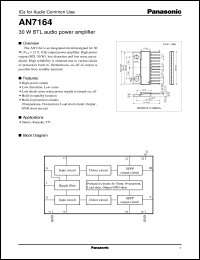 AN7164 datasheet: 30W BTL audio power amplifier AN7164