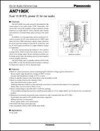 AN7196K datasheet: Dual 15W BTL power IC for car audio AN7196K