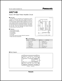 AN7148 datasheet: Dual 2.1W Audio Power Amplifier Circuit AN7148