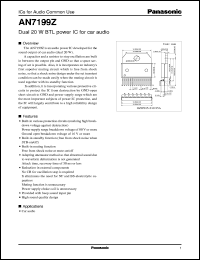 AN7199Z datasheet: Dual 20W BTL power IC for car audio AN7199Z